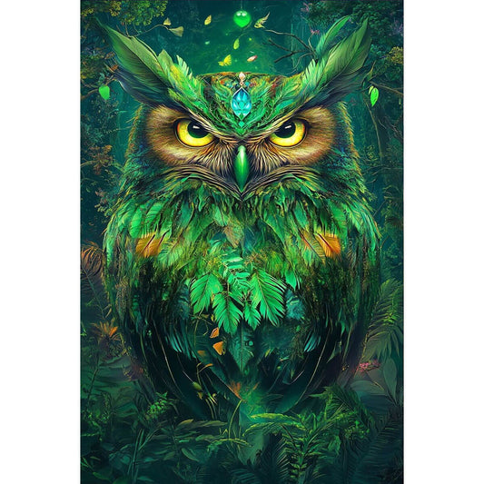 1000-Piece Premium Wooden Jigsaw Puzzle for Adults – Emerald Forest Owl | Artisan Crafted, Whimsical Shapes & Unique Designs, Best Relaxation Gift