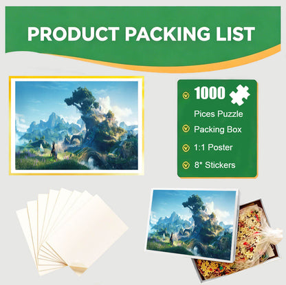 1000-Piece Premium Wooden Jigsaw Puzzle for Adults – Emerald Vale | Artisan Crafted, Whimsical Shapes & Unique Designs, Best Relaxation Gift