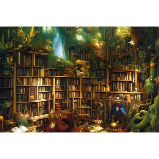 Wooden Jigsaw Puzzle 1000 Piece - Enchanted Forest Library