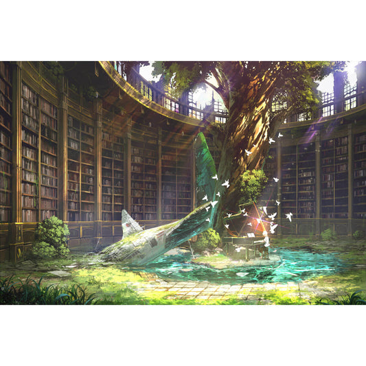 1000-Piece Premium Wooden Jigsaw Puzzle for Adults – Enchanted Library of Nature | Artisan Crafted, Whimsical Shapes & Unique Designs, Best Relaxation Gift