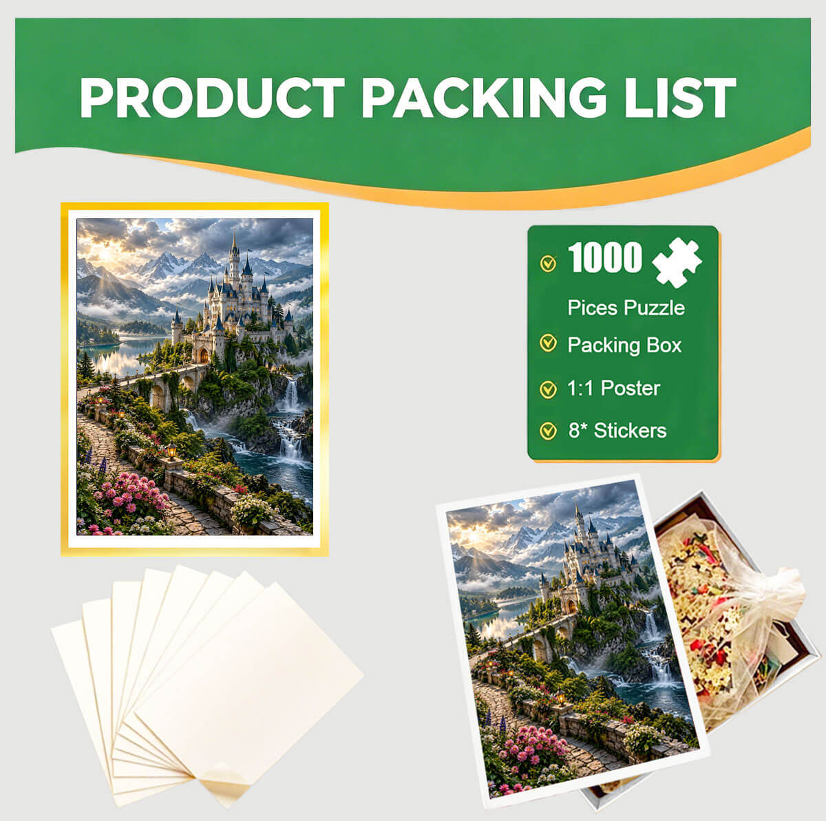 1000-Piece Premium Wooden Jigsaw Puzzle for Adults – Fairytale Fortress Fantasy | Artisan Crafted, Whimsical Shapes & Unique Designs, Best Relaxation Gift