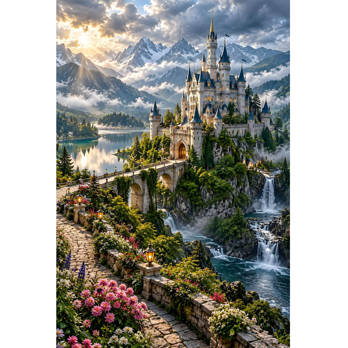 1000-Piece Premium Wooden Jigsaw Puzzle for Adults – Fairytale Fortress Fantasy | Artisan Crafted, Whimsical Shapes & Unique Designs, Best Relaxation Gift