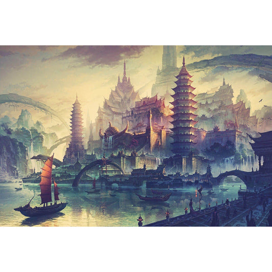 1000-Piece Premium Wooden Jigsaw Puzzle for Adults – Fantasy Ancient City | Artisan Crafted, Whimsical Shapes & Unique Designs, Best Relaxation Gift