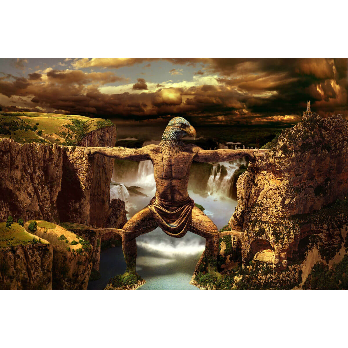 1000-Piece Premium Wooden Jigsaw Puzzle for Adults – Eagle Statue Bridge | Artisan Crafted, Whimsical Shapes & Unique Designs, Best Relaxation Gift