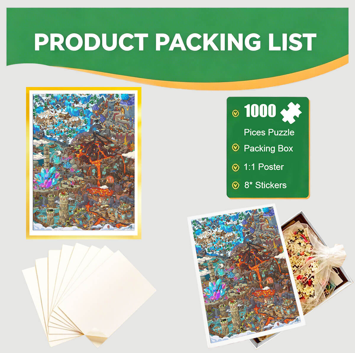 1000-Piece Premium Wooden Jigsaw Puzzle for Adults – Fantasy Realm | Artisan Crafted, Whimsical Shapes & Unique Designs, Best Relaxation Gift