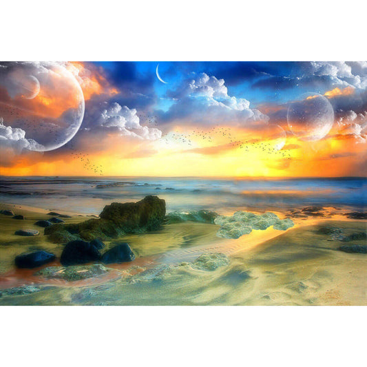 1000-Piece Premium Wooden Jigsaw Puzzle for Adults – Fantasy Sunset Beach | Artisan Crafted, Whimsical Shapes & Unique Designs, Best Relaxation Gift