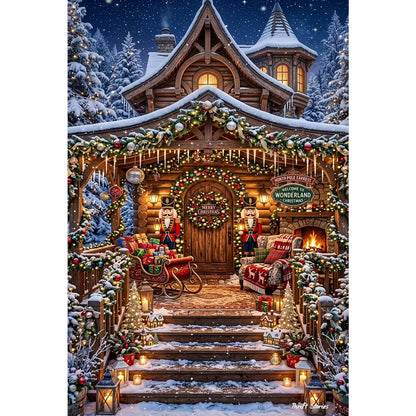 1000-Piece Premium Wooden Jigsaw Puzzle for Adults –‌ Festive North Pole Cabin | Artisan Crafted, Whimsical Shapes & Unique Designs, Best Relaxation Gift