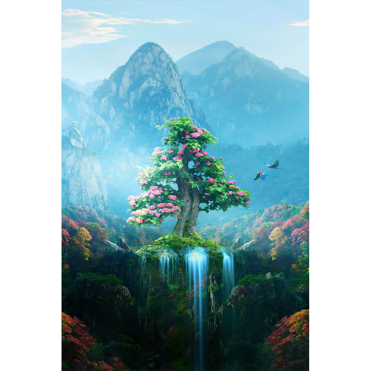1000-Piece Premium Wooden Jigsaw Puzzle for Adults – Floating Island Tree | Artisan Crafted, Whimsical Shapes & Unique Designs, Best Relaxation Gift
