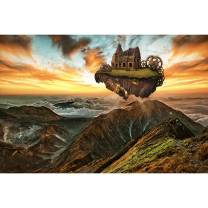 1000-Piece Premium Wooden Jigsaw Puzzle for Adults – Floating Temple in the Sky | Artisan Crafted, Whimsical Shapes & Unique Designs, Best Relaxation Gift