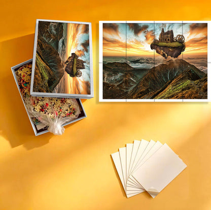 1000-Piece Premium Wooden Jigsaw Puzzle for Adults – Floating Temple in the Sky | Artisan Crafted, Whimsical Shapes & Unique Designs, Best Relaxation Gift