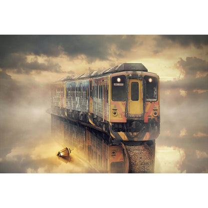 1000-Piece Premium Wooden Jigsaw Puzzle for Adults – Floating Train Through Cloud Kingdom | Artisan Crafted, Whimsical Shapes & Unique Designs, Best Relaxation Gift