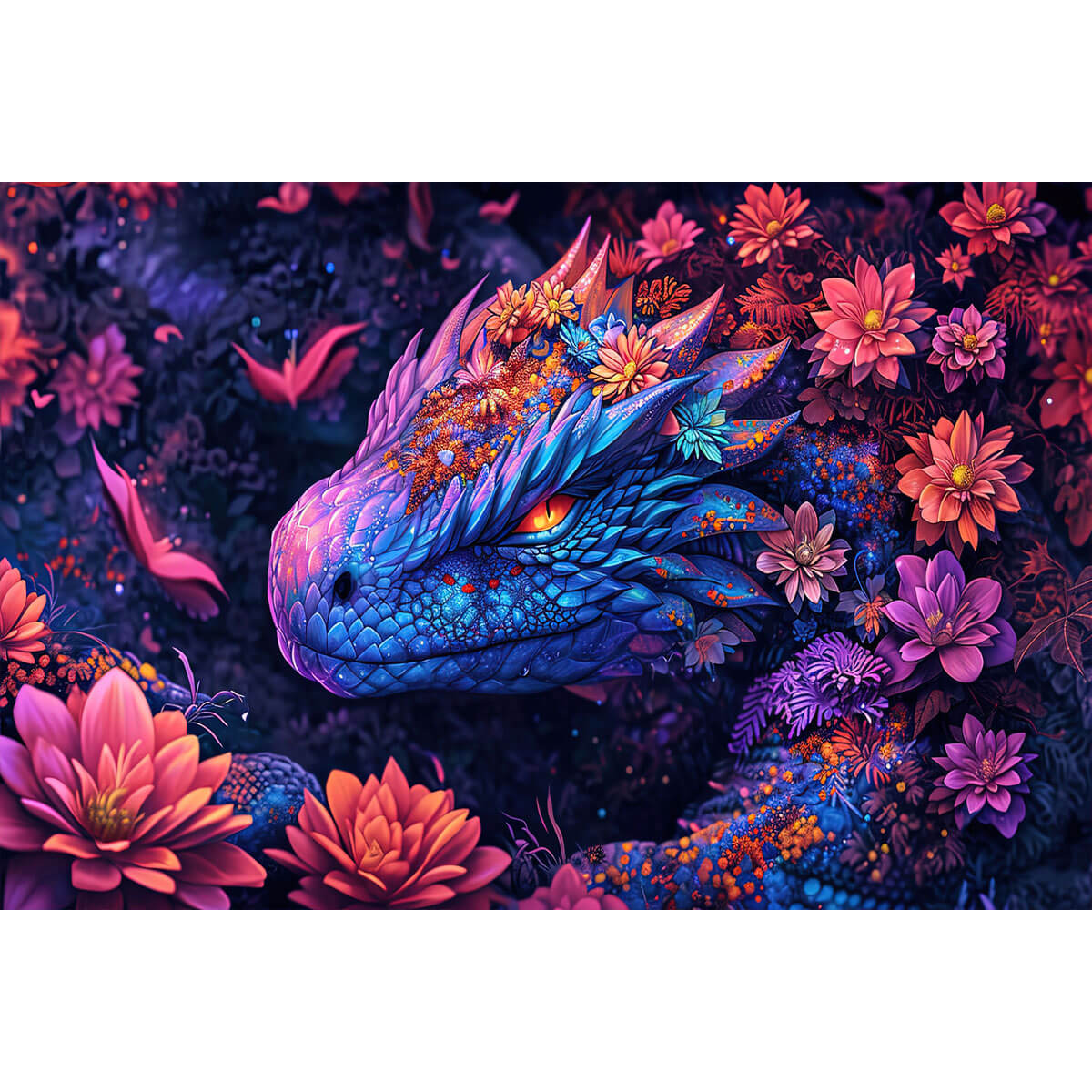1000-Piece Premium Wooden Jigsaw Puzzle for Adults – Flower Dragon | Artisan Crafted, Whimsical Shapes & Unique Designs, Best Relaxation Gift