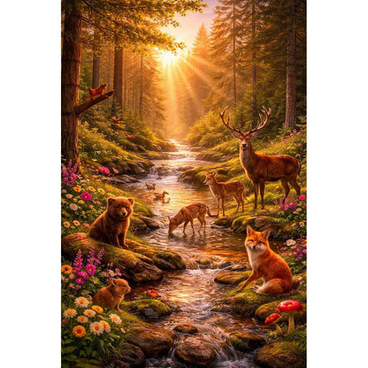 Wooden Jigsaw Puzzle 1000 Piece - Forest Stream at Sunrise