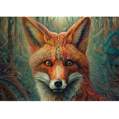 Wooden Jigsaw Puzzle 1000-Piece for Adults – Relaxing Gift Idea & Elegant Home Décor Artwork with Full-Size Poster, Premium Stress Relief Activity - Fox - Artisan Puzzles