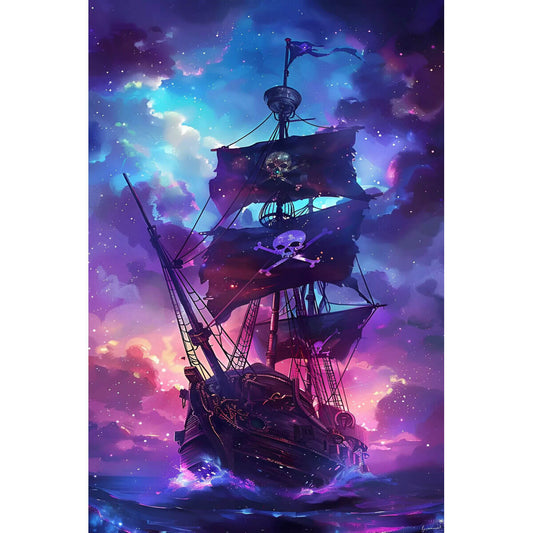 1000-Piece Premium Wooden Jigsaw Puzzle for Adults – Galaxy Pirate Ship | Artisan Crafted, Whimsical Shapes & Unique Designs, Best Relaxation Gift