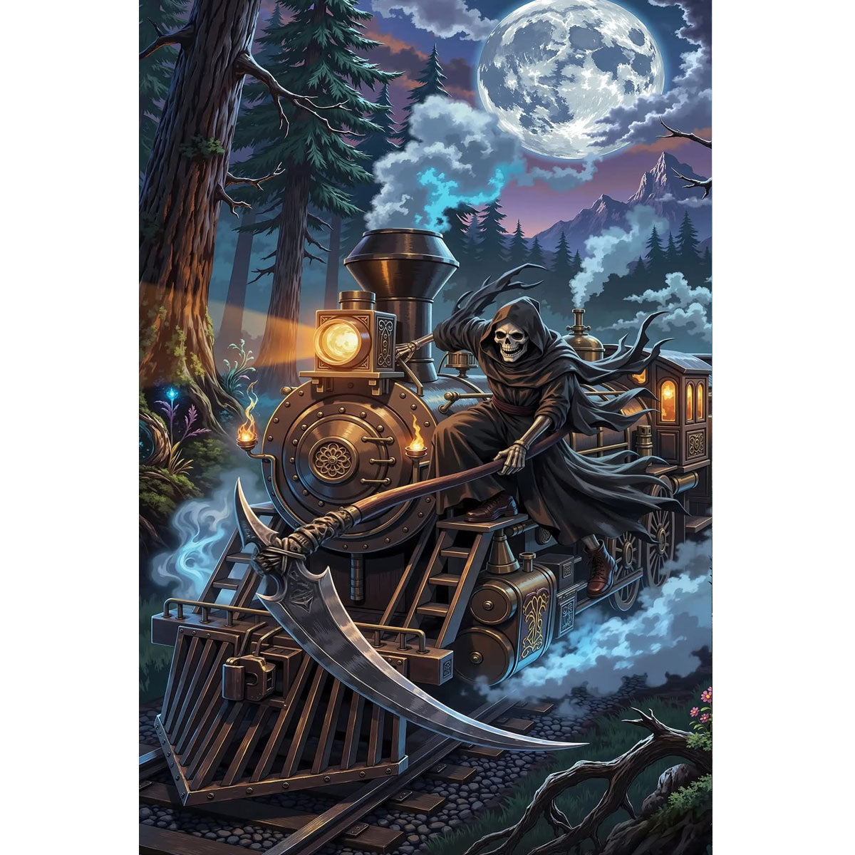 1000-Piece Premium Wooden Jigsaw Puzzle for Adults – Ghost Train | Artisan Crafted, Whimsical Shapes & Unique Designs, Best Relaxation Gift