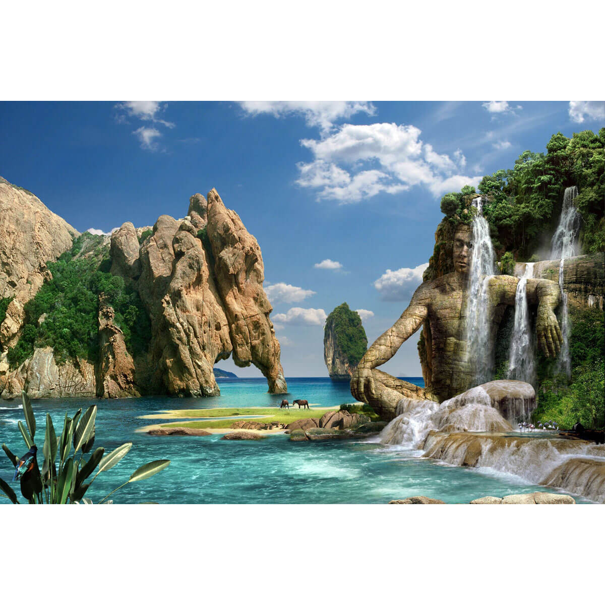 1000-Piece Premium Wooden Jigsaw Puzzle for Adults – Giant Statue Island | Artisan Crafted, Whimsical Shapes & Unique Designs, Best Relaxation Gift