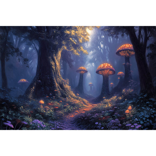 1000-Piece Premium Wooden Jigsaw Puzzle for Adults – Glowing Mushroom Forest | Artisan Crafted, Whimsical Shapes & Unique Designs, Best Relaxation Gift