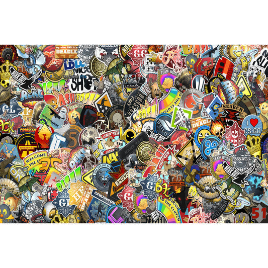 1000-Piece Premium Wooden Jigsaw Puzzle for Adults – Go Sticker Collection | Artisan Crafted, Whimsical Shapes & Unique Designs, Best Relaxation Gift