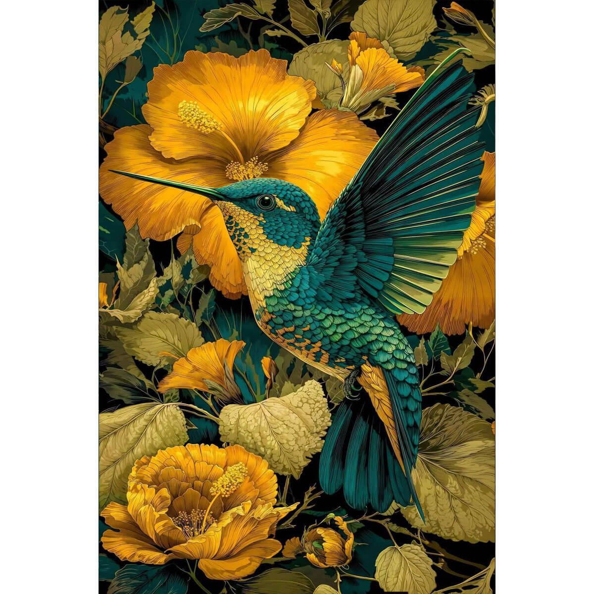 1000-Piece Premium Wooden Jigsaw Puzzle for Adults – Golden Blossom Hummingbird | Artisan Crafted, Whimsical Shapes & Unique Designs, Best Relaxation Gift
