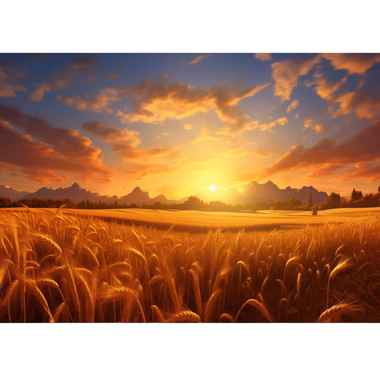 Wooden Jigsaw Puzzle 1000 Piece - Golden Wheat Field Sunset