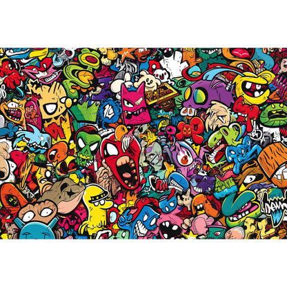 1000-Piece Premium Wooden Jigsaw Puzzle for Adults – Graffiti Art Chaos | Artisan Crafted, Whimsical Shapes & Unique Designs, Best Relaxation Gift