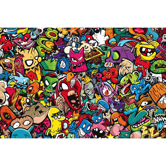 1000-Piece Premium Wooden Jigsaw Puzzle for Adults – Graffiti Art Chaos | Artisan Crafted, Whimsical Shapes & Unique Designs, Best Relaxation Gift
