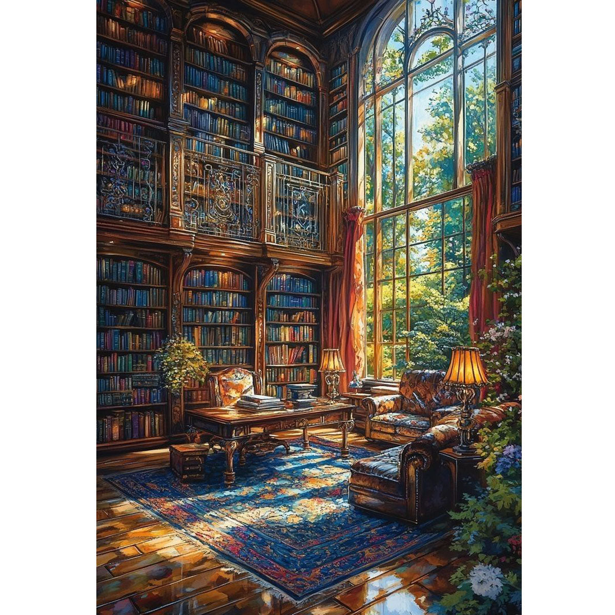 1000-Piece Premium Wooden Jigsaw Puzzle for Adults – Grand Library | Artisan Crafted, Whimsical Shapes & Unique Designs, Best Relaxation Gift