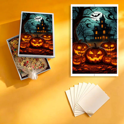 1000-Piece Premium Wooden Jigsaw Puzzle for Adults –Halloween Castle | Artisan Crafted, Whimsical Shapes & Unique Designs, Best Relaxation Gift