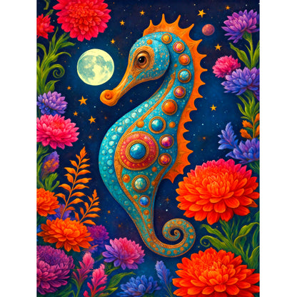 Wooden Jigsaw Puzzle 1000-Piece for Adults – Relaxing Gift Idea & Elegant Home Décor Artwork with Full-Size Poster, Premium Stress Relief Activity - Hippocampe de la lune