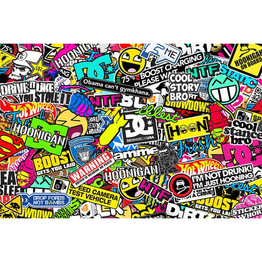 1000-Piece Premium Wooden Jigsaw Puzzle for Adults – Hoonigan Sticker Bomb | Artisan Crafted, Whimsical Shapes & Unique Designs, Best Relaxation Gift