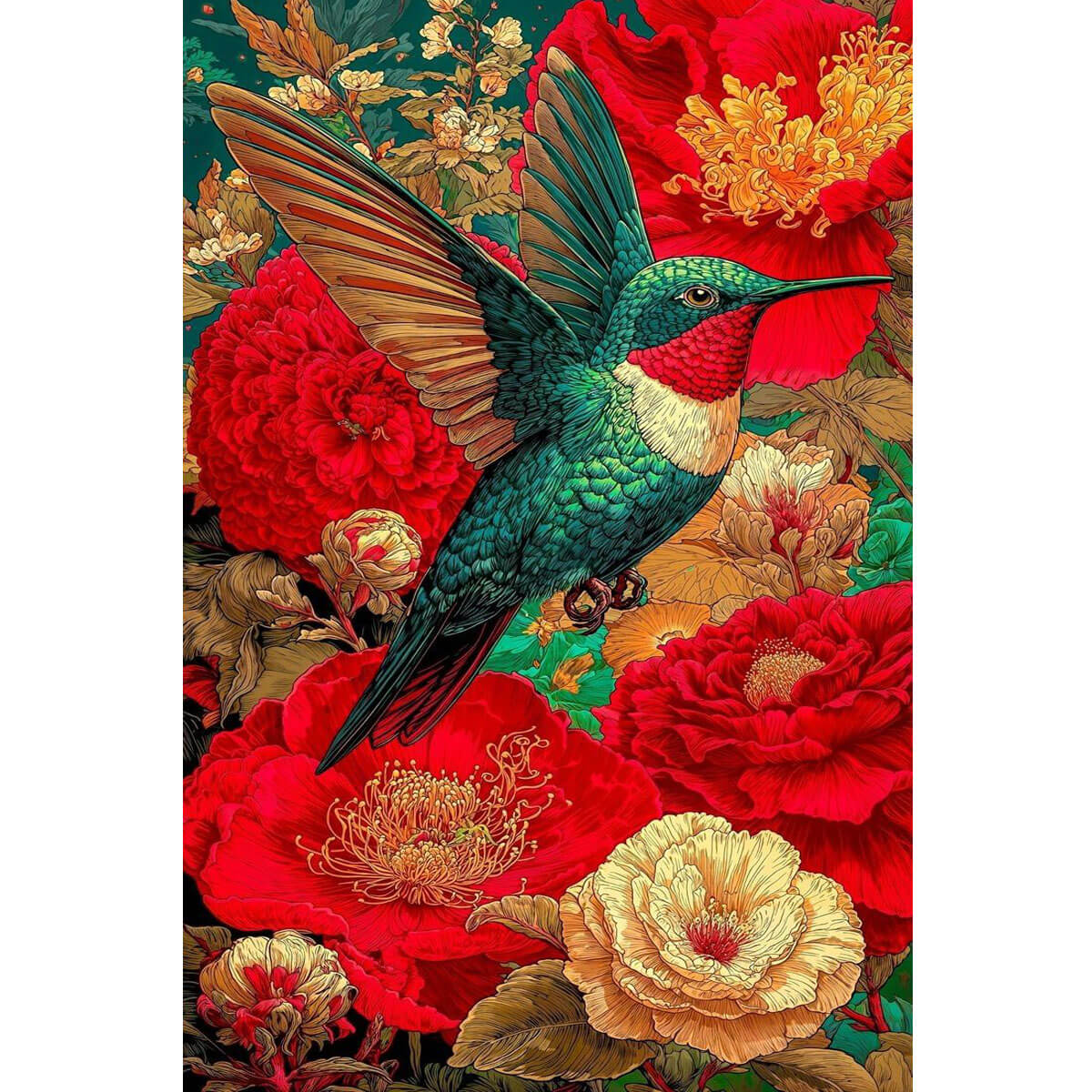 Wooden Jigsaw Puzzle 1000 Piece - Hummingbird & Blooms
