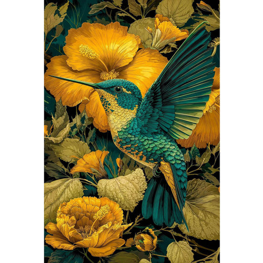 Wooden Jigsaw Puzzle 1000 Piece - Hummingbird in Golden Blooms