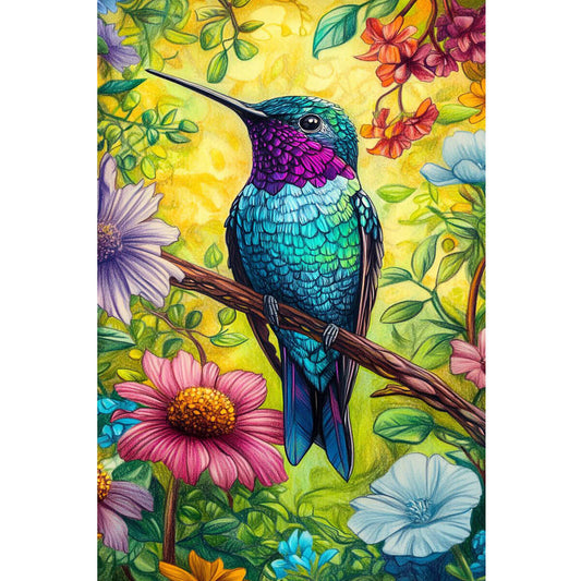 Wooden Jigsaw Puzzle 1000 Piece - Hummingbird in Summer Garden