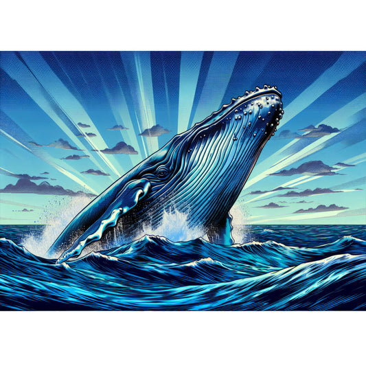 Wooden Jigsaw Puzzle 1000 Piece - Humpback Whale Leap - Majestic Ocean Wildlife