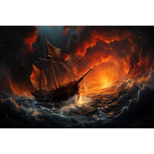 1000-Piece Premium Wooden Jigsaw Puzzle for Adults – Inferno Sea Ship | Artisan Crafted, Whimsical Shapes & Unique Designs, Best Relaxation Gift