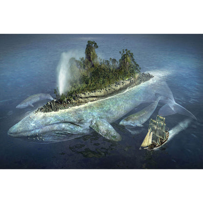 1000-Piece Premium Wooden Jigsaw Puzzle for Adults – Island of Giant Whales | Artisan Crafted, Whimsical Shapes & Unique Designs, Best Relaxation Gift