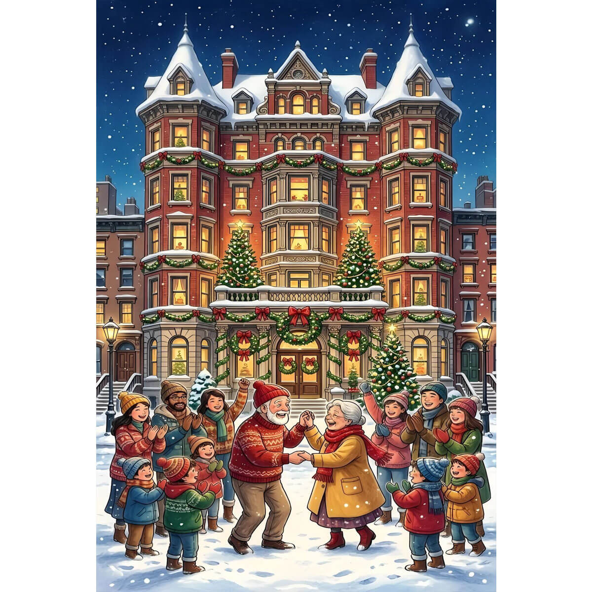 1000-Piece Premium Wooden Jigsaw Puzzle for Adults – Joyful Holiday Gathering | Artisan Crafted, Whimsical Shapes & Unique Designs, Best Relaxation Gift