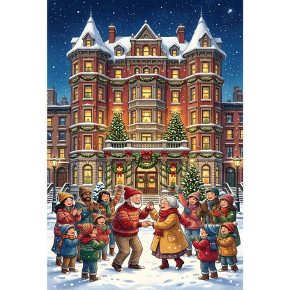 1000-Piece Premium Wooden Jigsaw Puzzle for Adults – Joyful Holiday Gathering | Artisan Crafted, Whimsical Shapes & Unique Designs, Best Relaxation Gift
