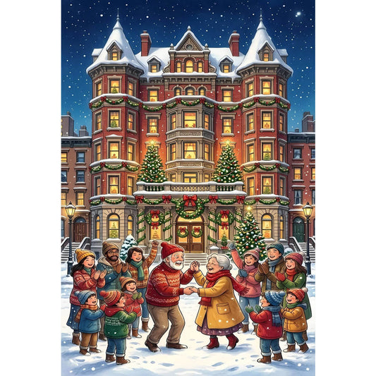 1000-Piece Premium Wooden Jigsaw Puzzle for Adults – Joyful Holiday Gathering | Artisan Crafted, Whimsical Shapes & Unique Designs, Best Relaxation Gift
