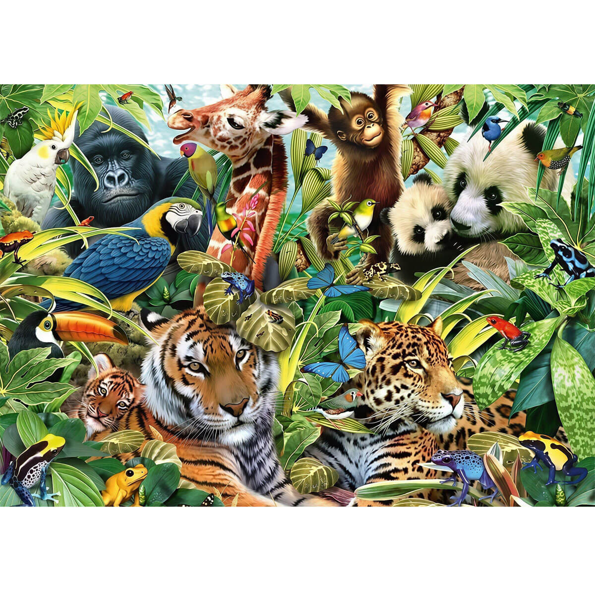 1000-Piece Premium Wooden Jigsaw Puzzle for Adults – ‌Jungle Animals Gathering | Artisan Crafted, Whimsical Shapes & Unique Designs, Best Relaxation Gift