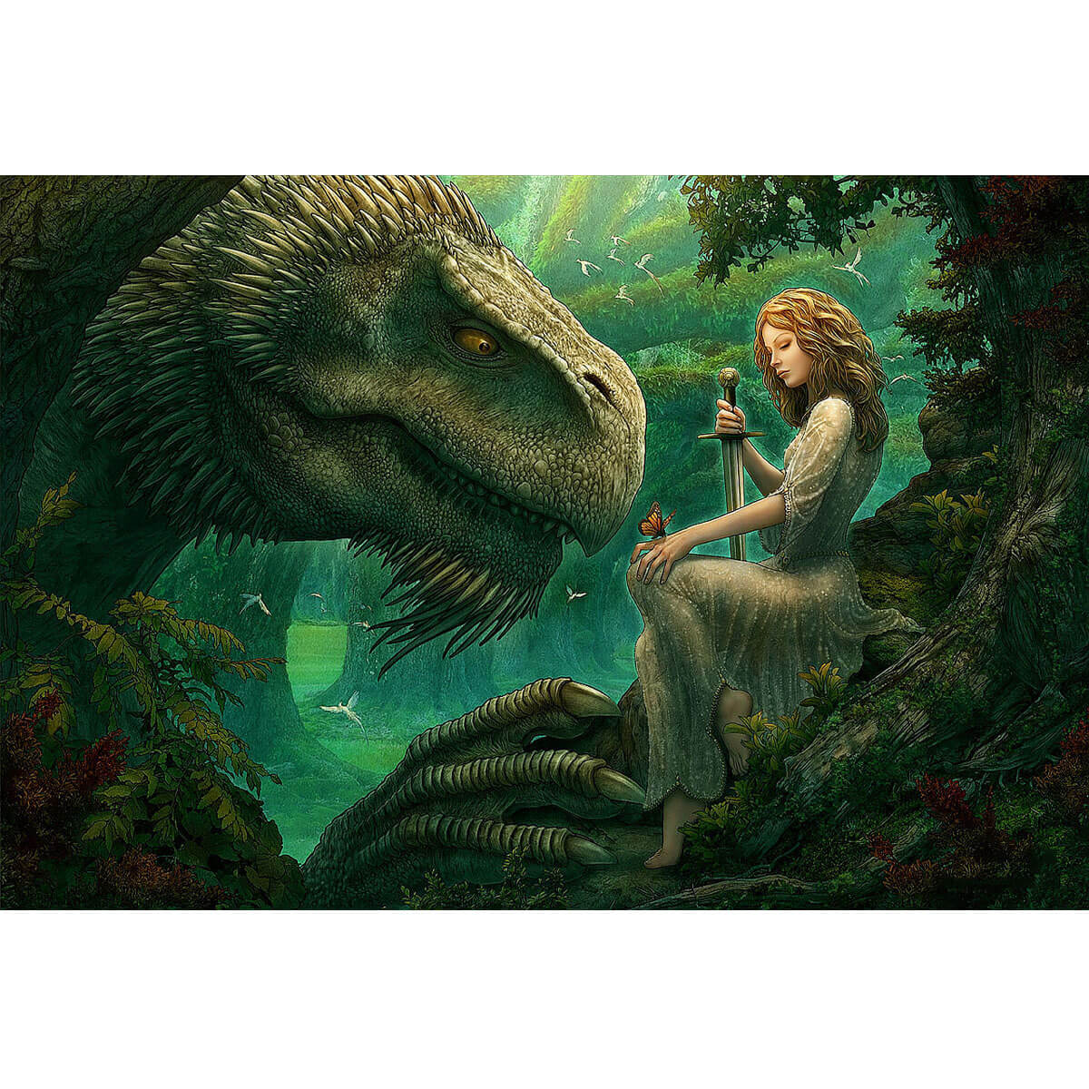 Wooden Jigsaw Puzzle 1000 Piece - Jungle Dragon Fantasy