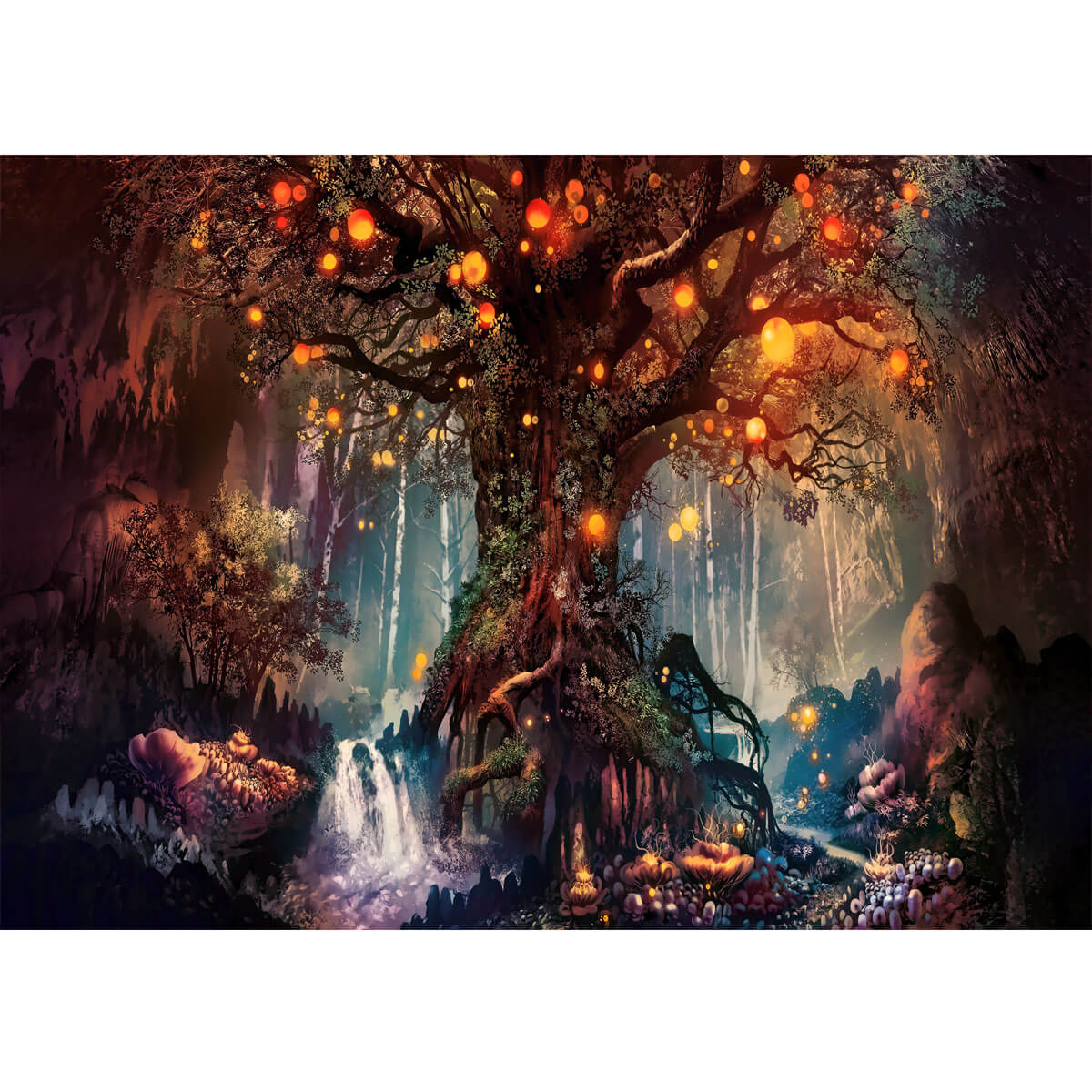 1000-Piece Premium Wooden Jigsaw Puzzle for Adults – Lantern Forest | Artisan Crafted, Whimsical Shapes & Unique Designs, Best Relaxation Gift