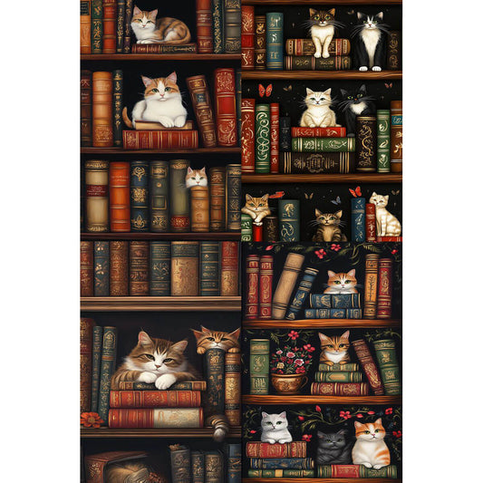 1000-Piece Premium Wooden Jigsaw Puzzle for Adults – Library Cats | Artisan Crafted, Whimsical Shapes & Unique Designs, Best Relaxation Gift