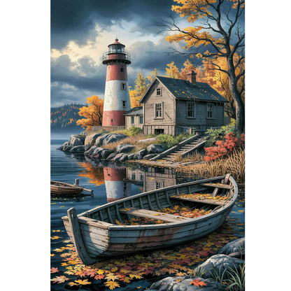 Wooden Jigsaw Puzzle 1000 Piece - Lighthouse and a Solitary Boat