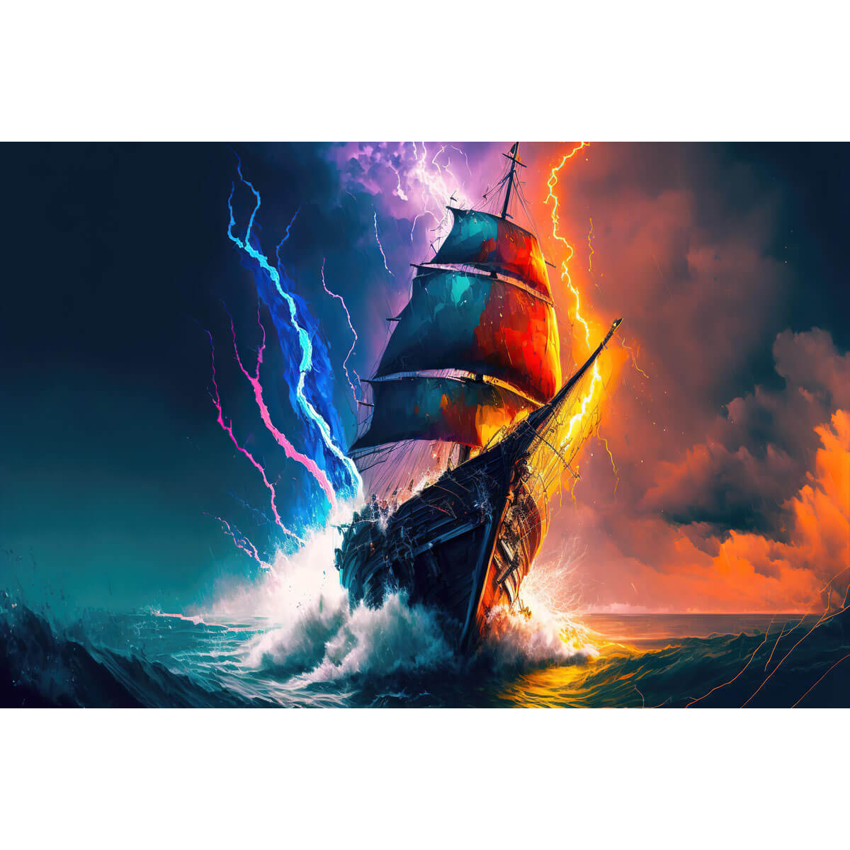 1000-Piece Premium Wooden Jigsaw Puzzle for Adults – Lightning Storm Ship | Artisan Crafted, Whimsical Shapes & Unique Designs, Best Relaxation Gift