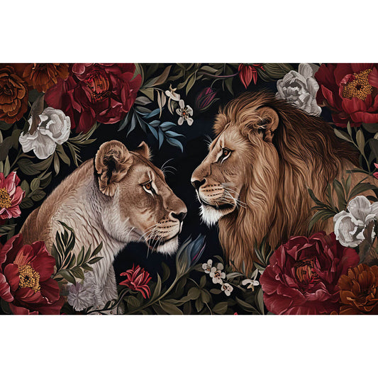 1000-Piece Premium Wooden Jigsaw Puzzle for Adults – Lion and Floral Portrait | Artisan Crafted, Whimsical Shapes & Unique Designs, Best Relaxation Gift