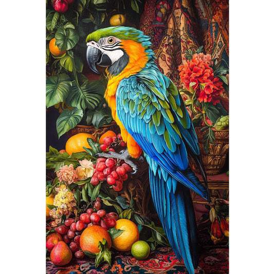 Wooden Jigsaw Puzzle 1000 Piece - Macaw with Fruits & Blooms