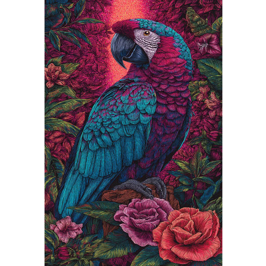 Wooden Jigsaw Puzzle 1000 Piece - Magenta & Teal Parrot