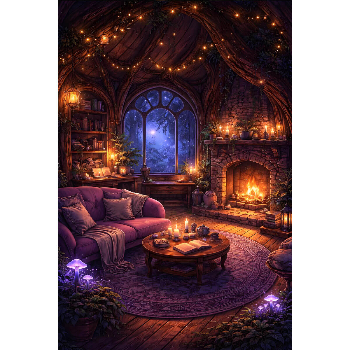 1000-Piece Premium Wooden Jigsaw Puzzle for Adults – Magical Fireplace Room | Artisan Crafted, Whimsical Shapes & Unique Designs, Best Relaxation Gift